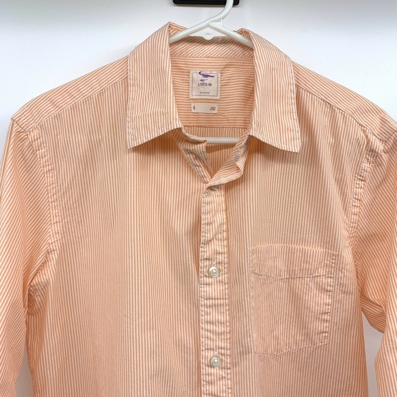 Gap Orange White Stripe Lived In Button Down Shirt - Picture 3 of 8